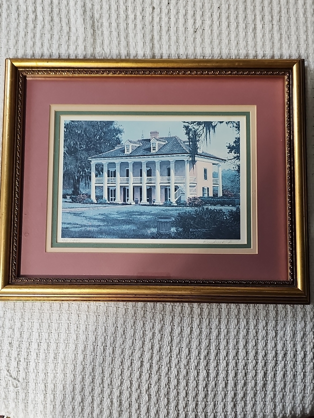 Gold Framed Pink Matted Architectural Print - Unbranded
